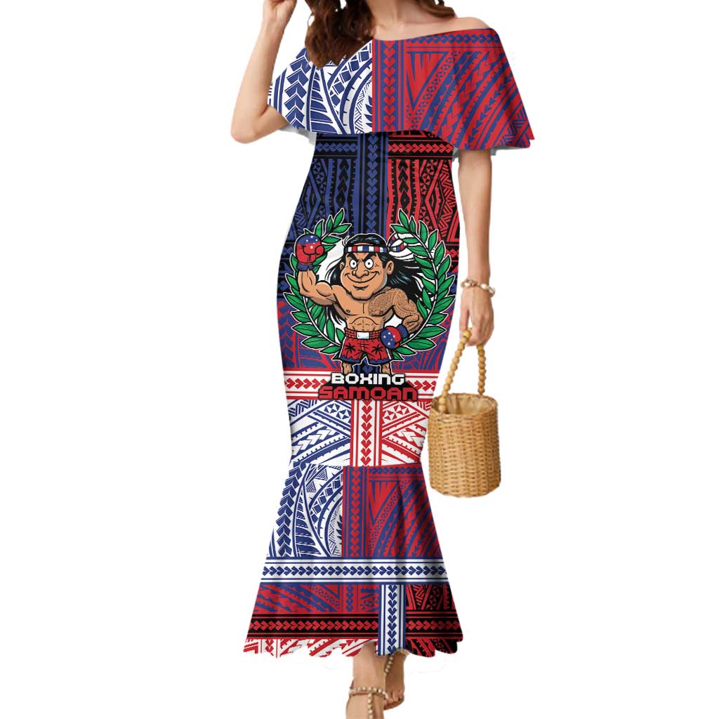 Personalised Samoa Boxing Mermaid Dress Samoan Boxer Funny Style - Polynesian Pride