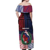 Personalised Samoa Boxing Off Shoulder Maxi Dress Samoan Boxer Funny Style - Polynesian Pride