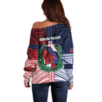 Personalised Samoa Boxing Off Shoulder Sweater Samoan Boxer Funny Style - Polynesian Pride