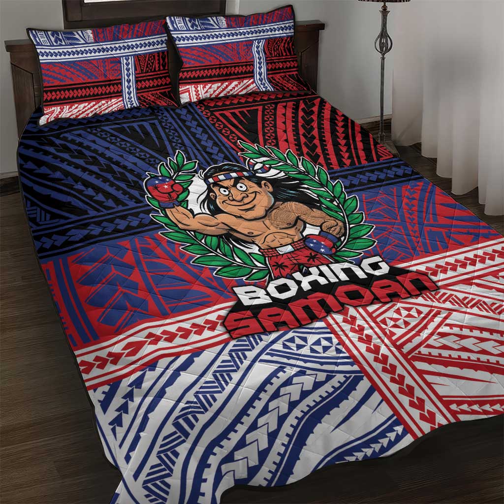 Samoa Boxing Quilt Bed Set Samoan Boxer Funny Style DT05 Red - Polynesian Pride
