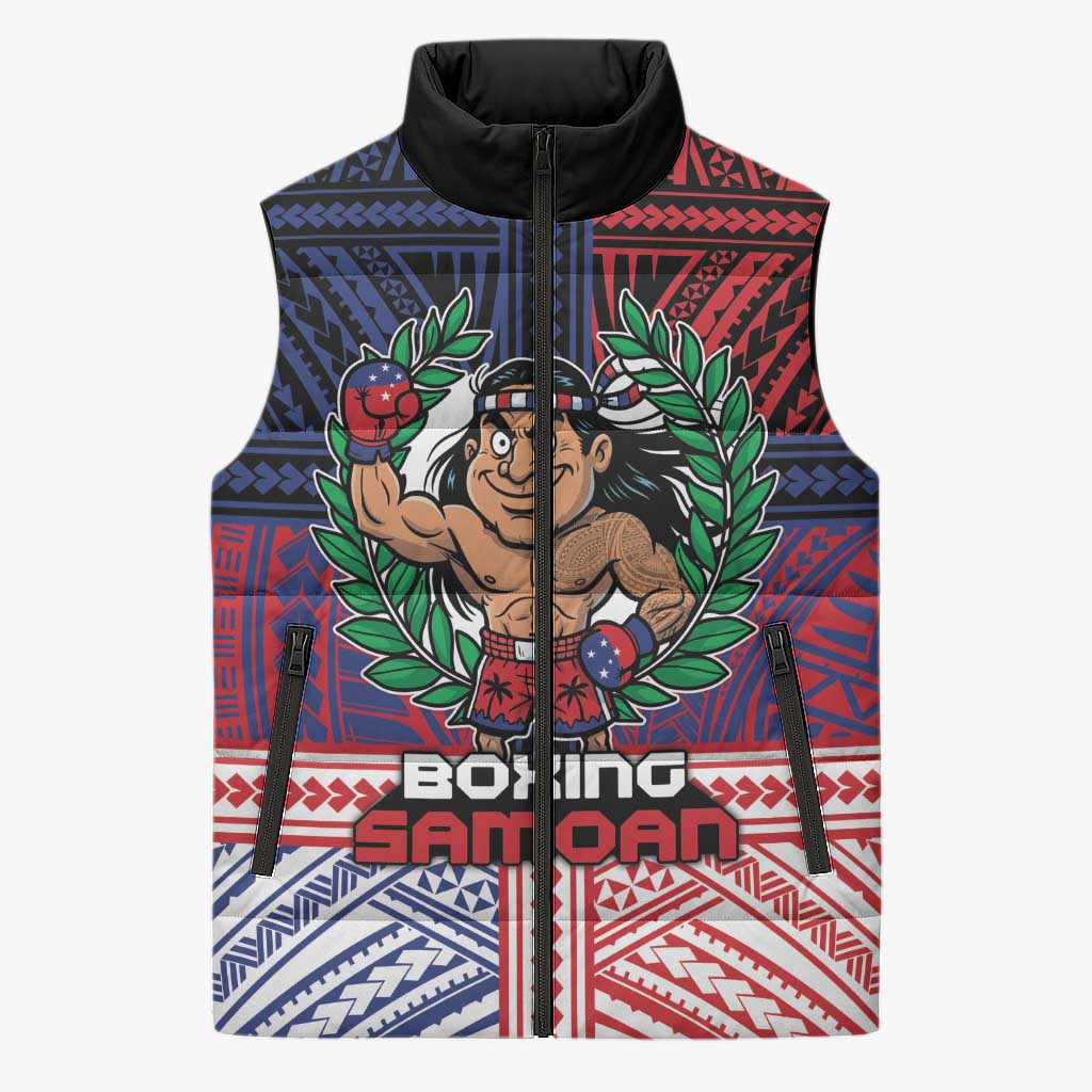 Personalised Samoa Boxing Sleeveless Puffer Jacket Samoan Boxer Funny Style - Polynesian Pride