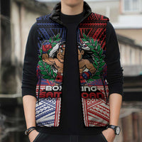 Personalised Samoa Boxing Sleeveless Puffer Jacket Samoan Boxer Funny Style - Polynesian Pride