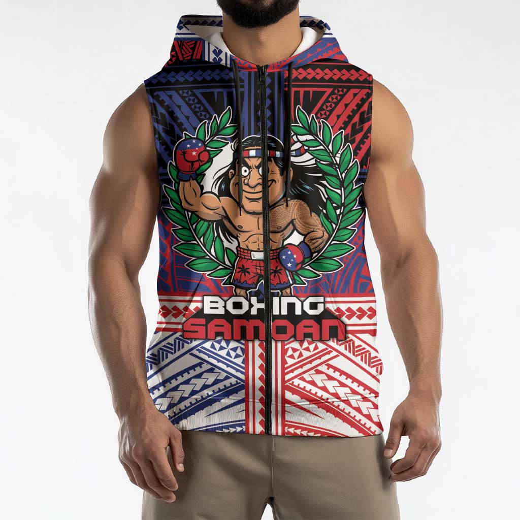 Personalised Samoa Boxing Sleeveless Zip Hoodie Samoan Boxer Funny Style DT05 - Polynesian Pride