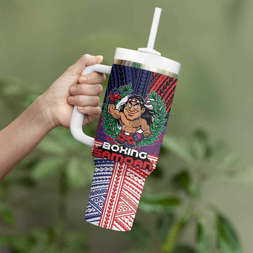 Personalised Samoa Boxing Tumbler With Handle Samoan Boxer Funny Style - Polynesian Pride