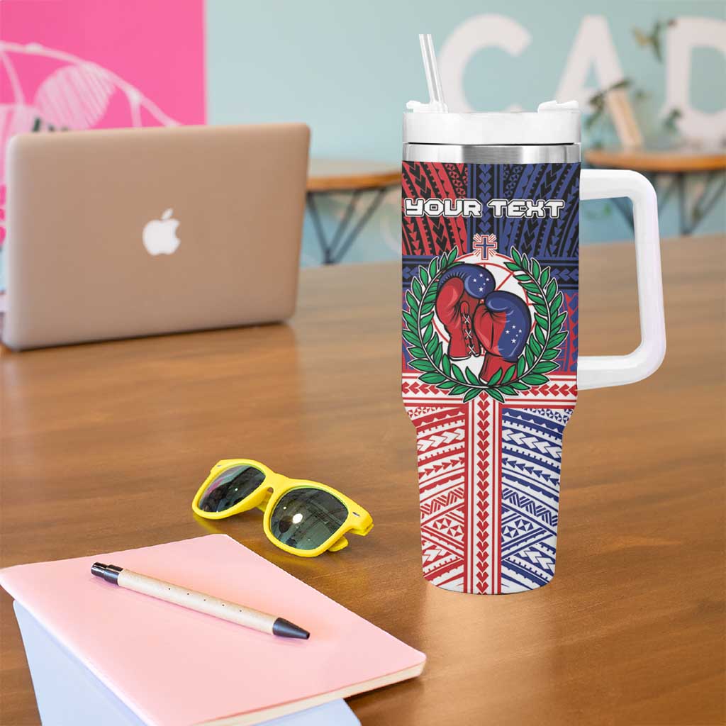 Personalised Samoa Boxing Tumbler With Handle Samoan Boxer Funny Style - Polynesian Pride