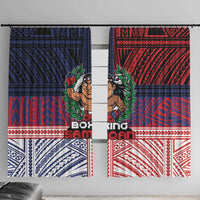 Samoa Boxing Window Curtain Samoan Boxer Funny Style - Polynesian Pride