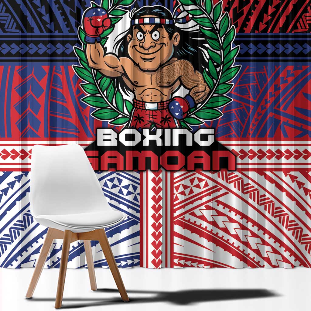 Samoa Boxing Window Curtain Samoan Boxer Funny Style - Polynesian Pride