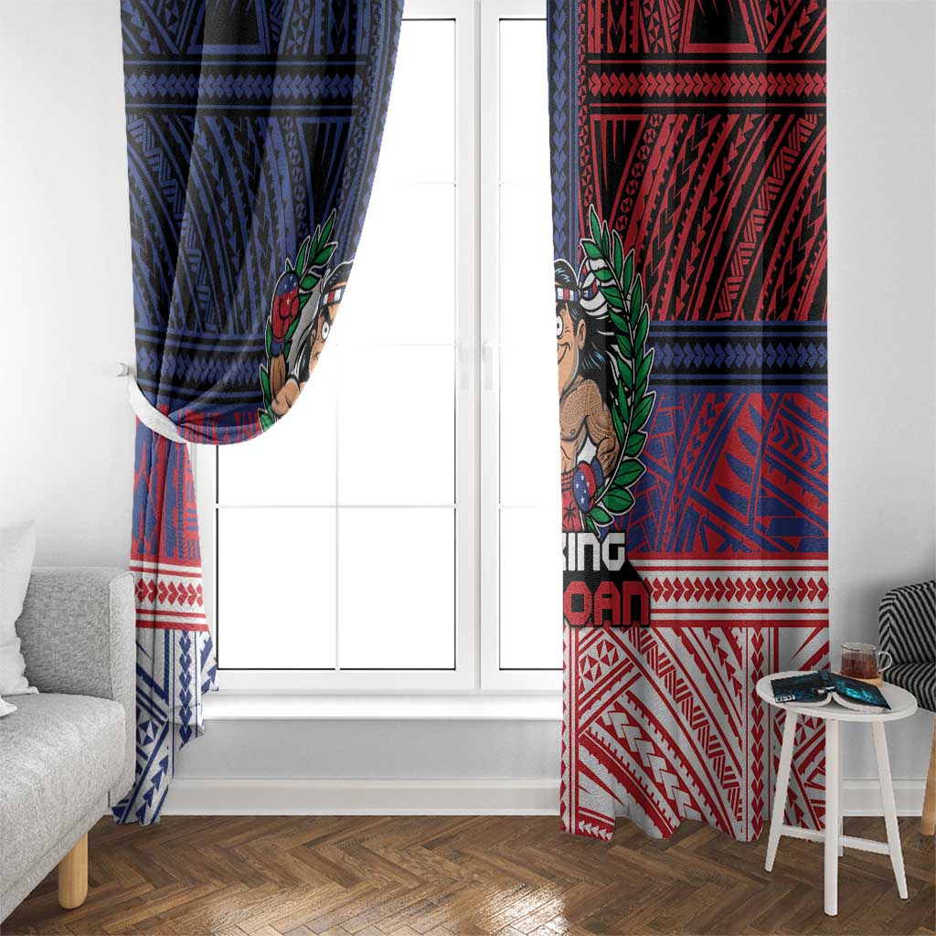 Samoa Boxing Window Curtain Samoan Boxer Funny Style - Polynesian Pride