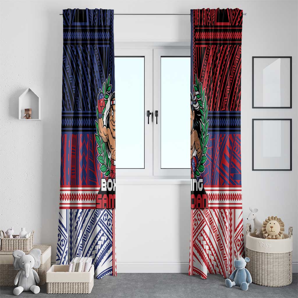 Samoa Boxing Window Curtain Samoan Boxer Funny Style - Polynesian Pride