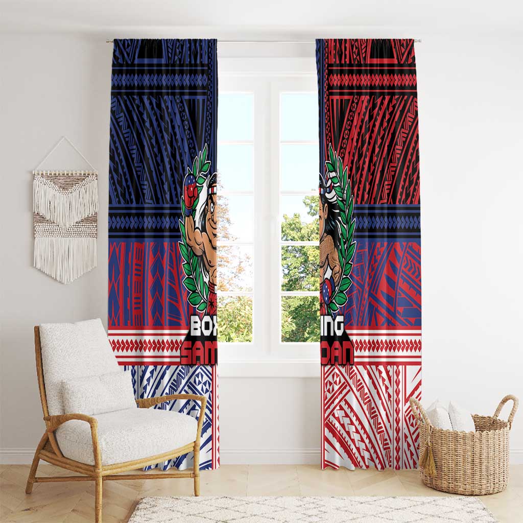 Samoa Boxing Window Curtain Samoan Boxer Funny Style - Polynesian Pride