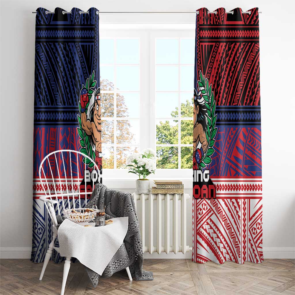 Samoa Boxing Window Curtain Samoan Boxer Funny Style - Polynesian Pride