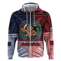 Personalised Samoa Boxing Zip Hoodie Samoan Boxer Funny Style - Polynesian Pride