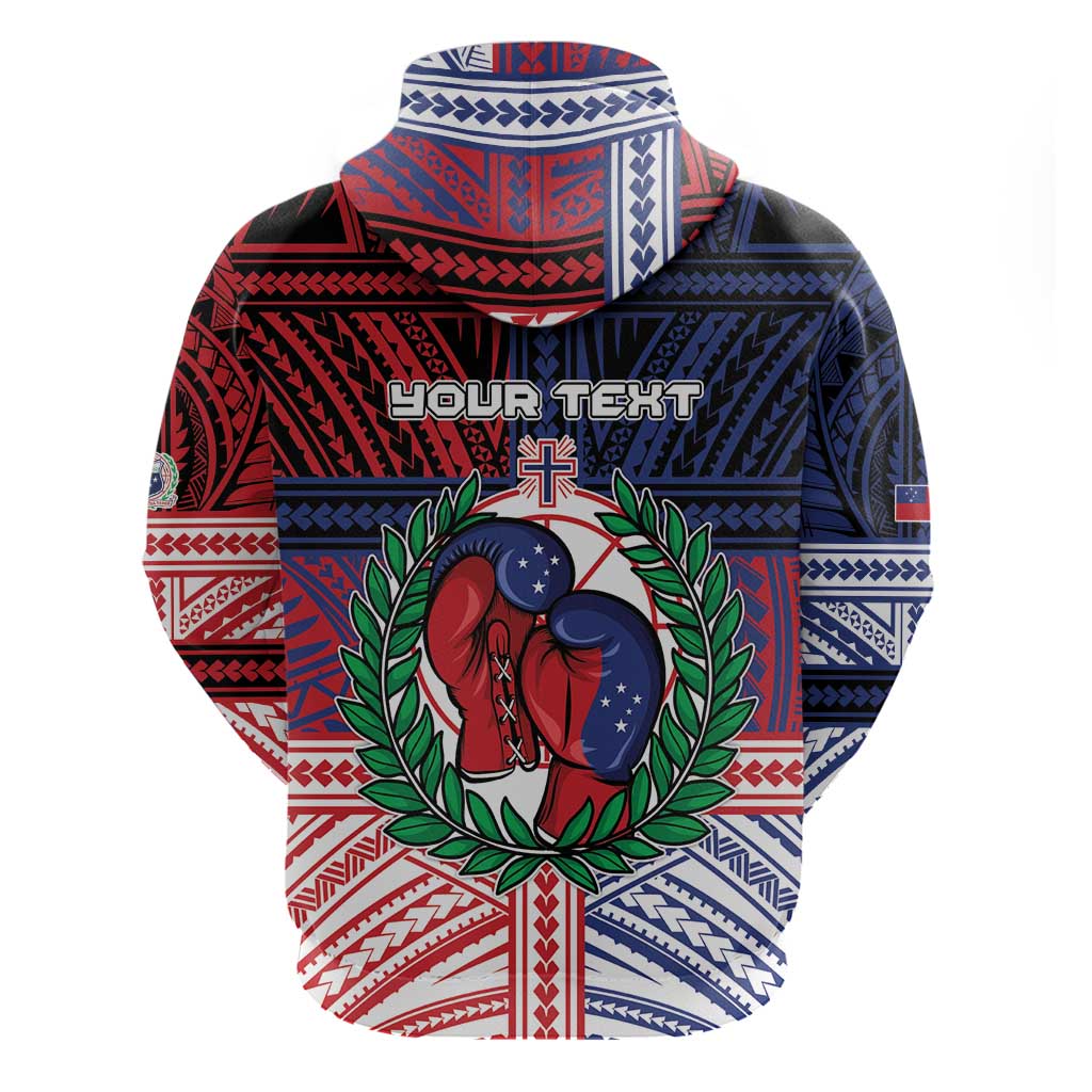 Personalised Samoa Boxing Zip Hoodie Samoan Boxer Funny Style - Polynesian Pride