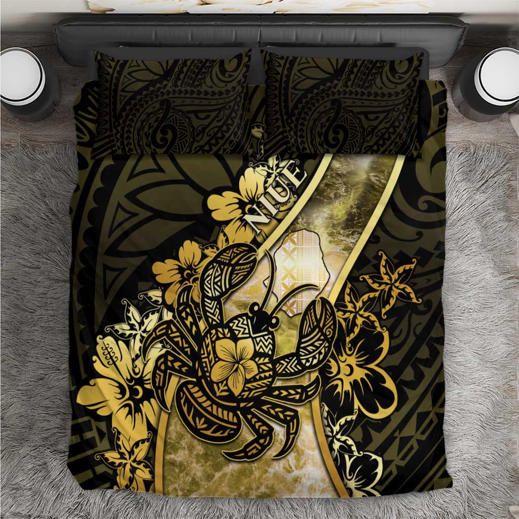 Niue Bedding Set Niuean Crab Waves Style