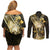 Personalised Niue Couples Matching Off Shoulder Short Dress and Long Sleeve Button Shirt Niuean Crab Waves Style