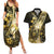 Personalised Niue Couples Matching Summer Maxi Dress and Hawaiian Shirt Niuean Crab Waves Style