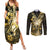 Personalised Niue Couples Matching Summer Maxi Dress and Long Sleeve Button Shirt Niuean Crab Waves Style