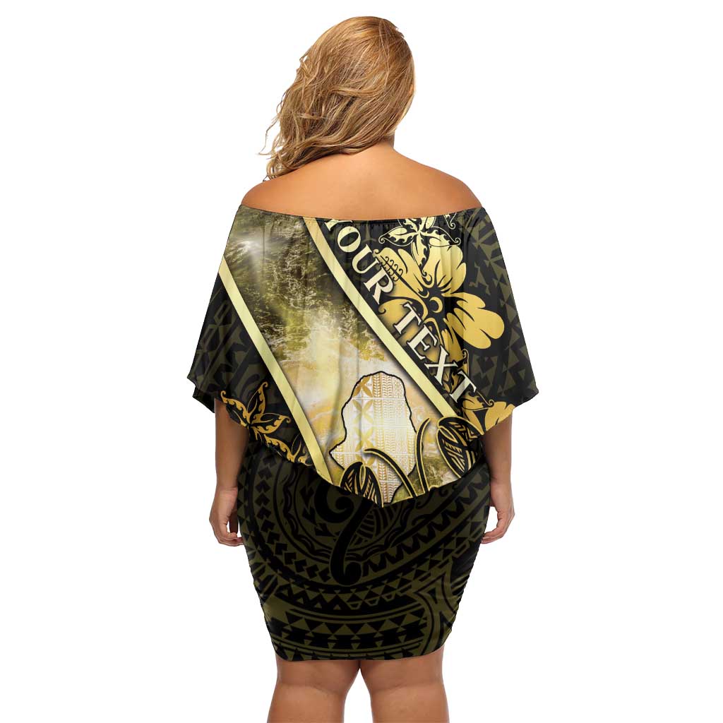 Personalised Niue Family Matching Off Shoulder Short Dress and Hawaiian Shirt Niuean Crab Waves Style