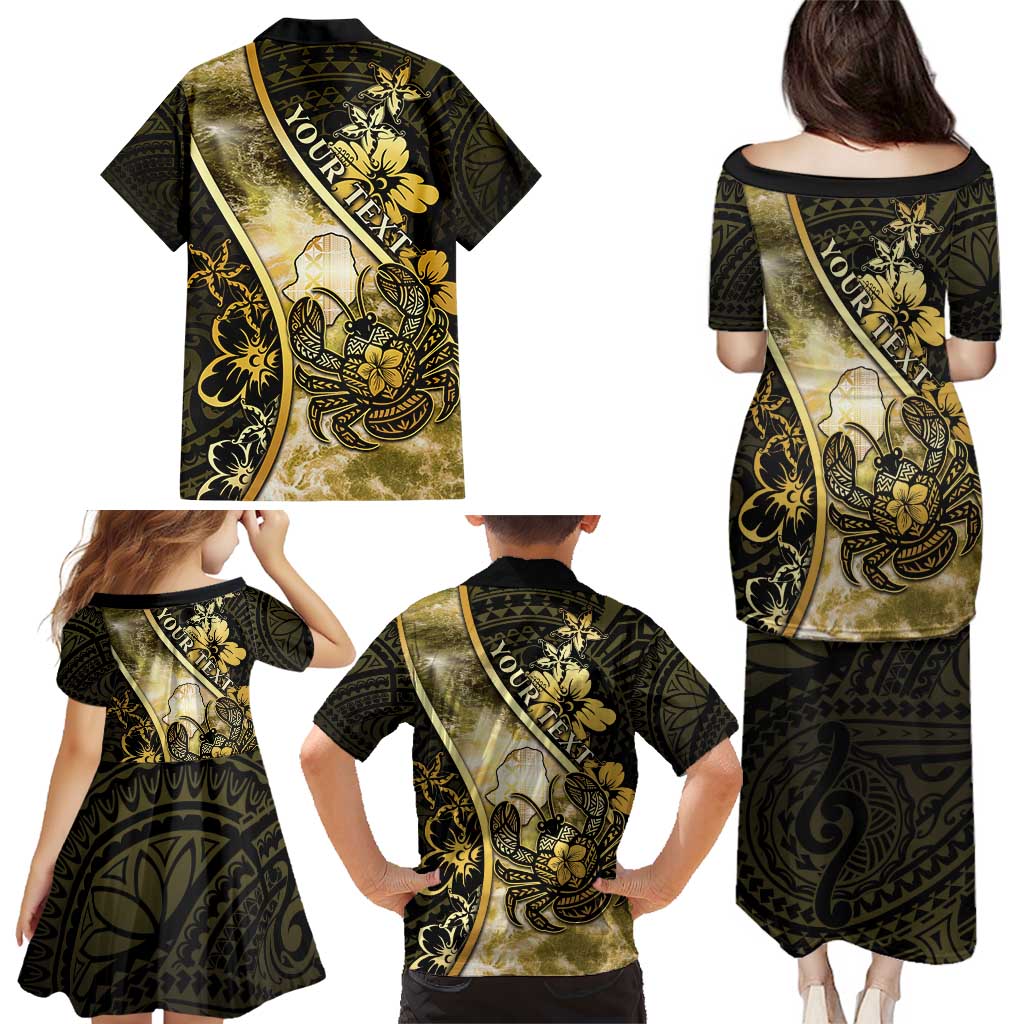 Personalised Niue Family Matching Puletasi and Hawaiian Shirt Niuean Crab Waves Style