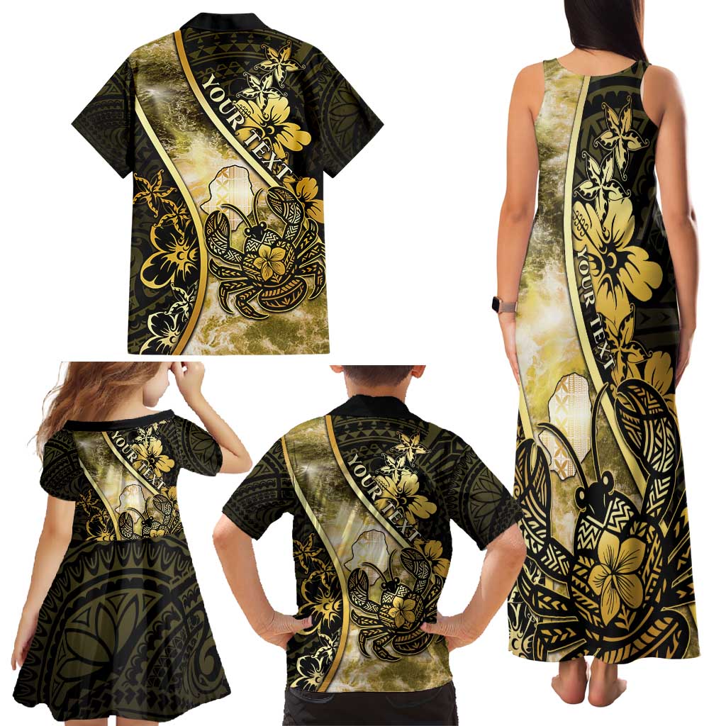 Personalised Niue Family Matching Tank Maxi Dress and Hawaiian Shirt Niuean Crab Waves Style
