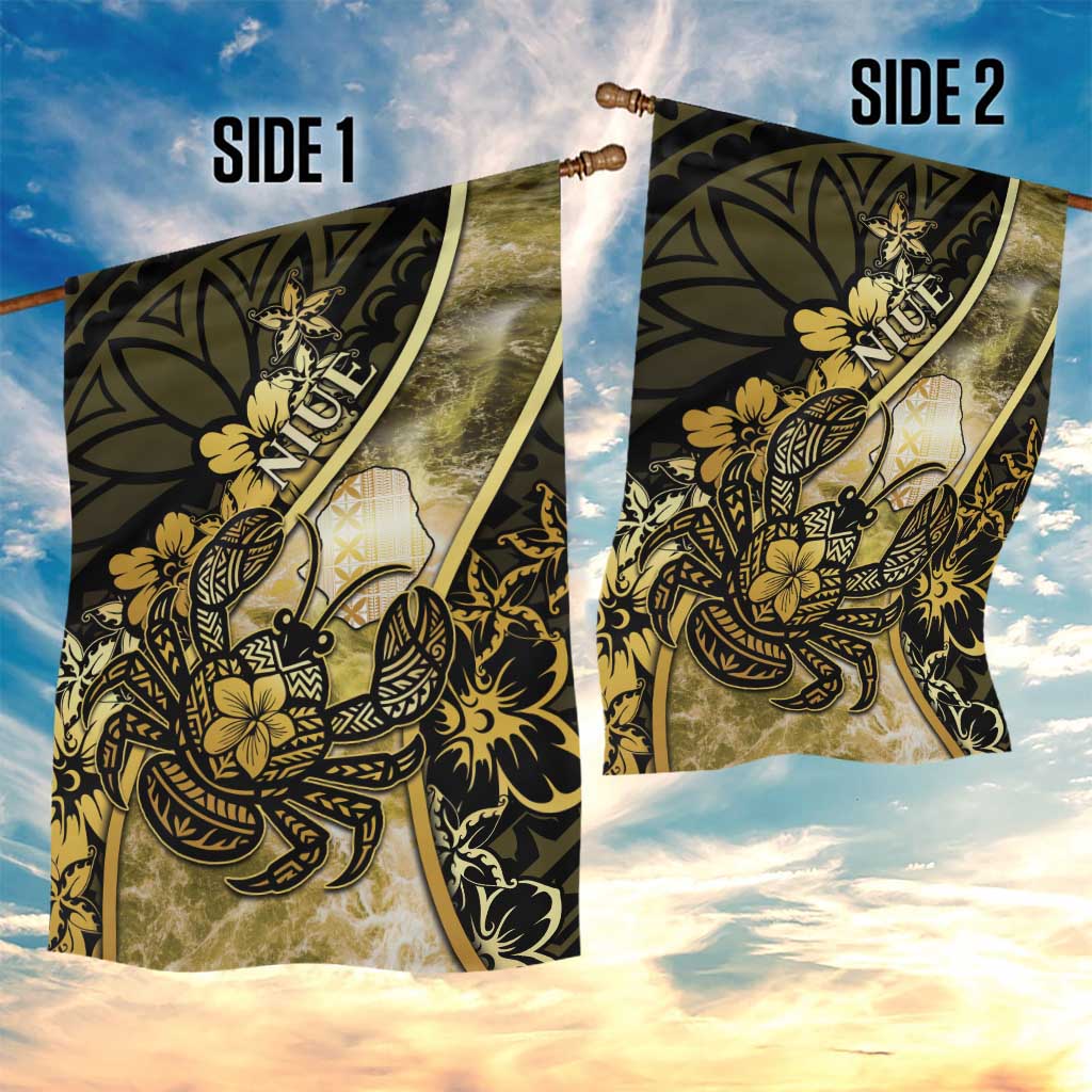 Niue Garden Flag Niuean Crab Waves Style