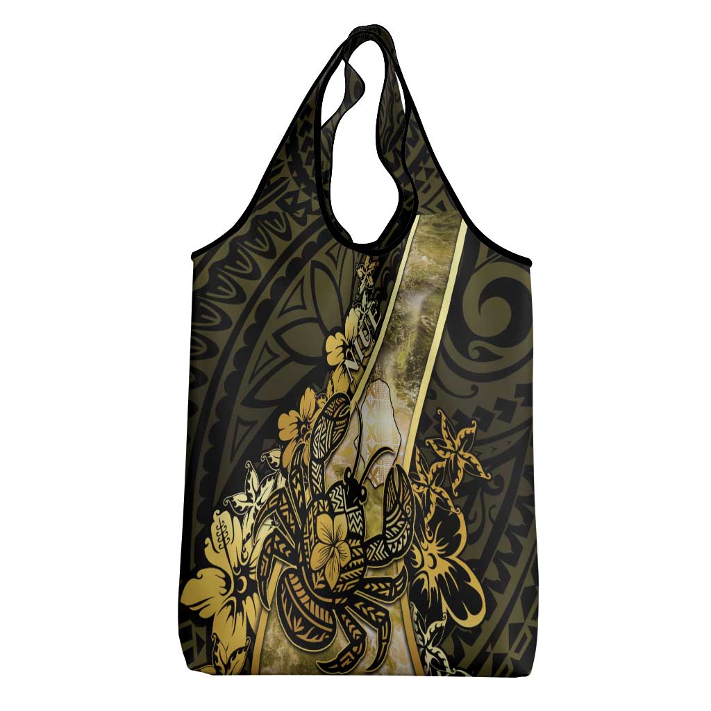 Niue Grocery Bag Niuean Crab Waves Style