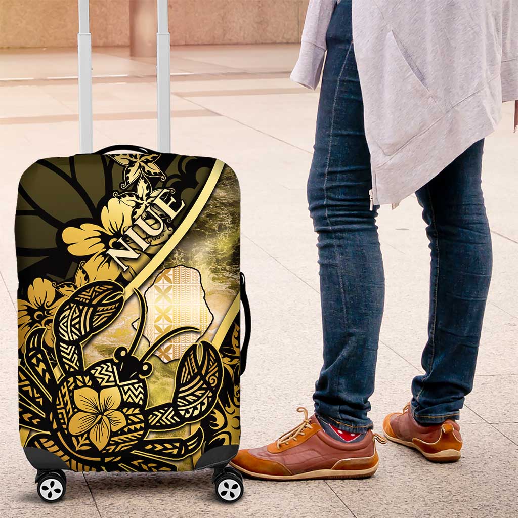 Niue Luggage Cover Niuean Crab Waves Style DT05 Gold - Polynesian Pride