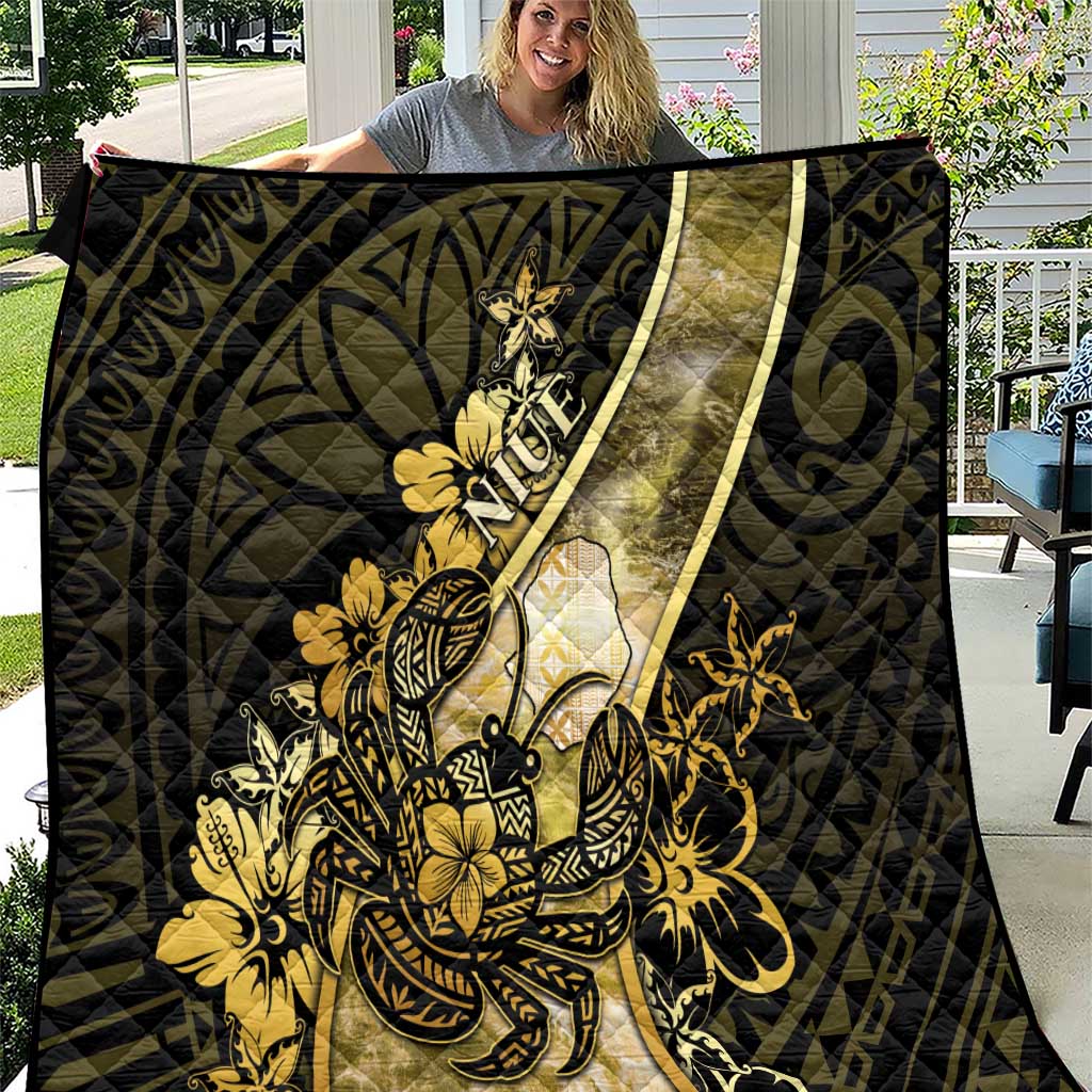 Niue Quilt Niuean Crab Waves Style DT05 Gold - Polynesian Pride