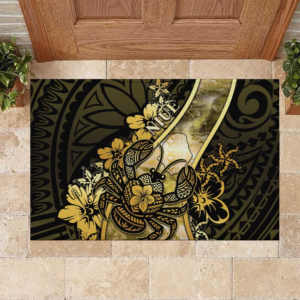 Niue Rubber Doormat Niuean Crab Waves Style