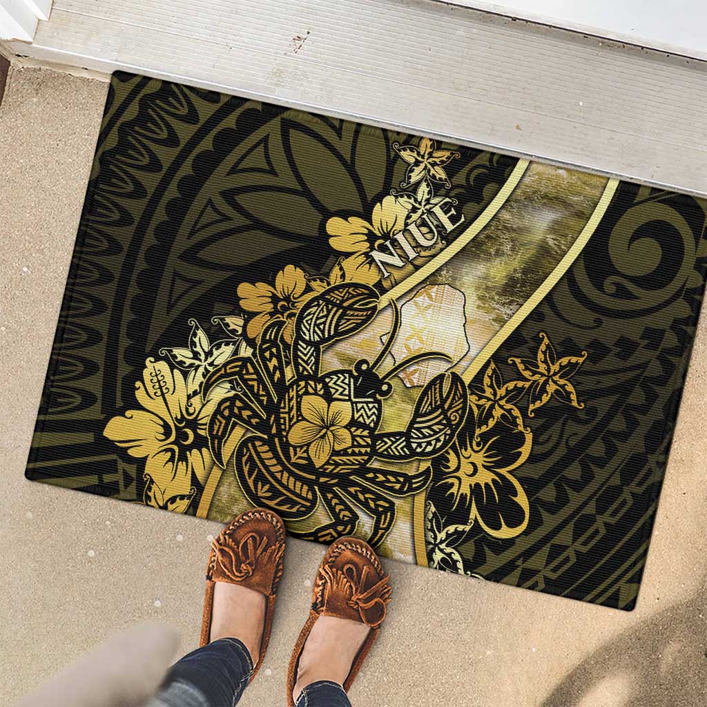 Niue Rubber Doormat Niuean Crab Waves Style