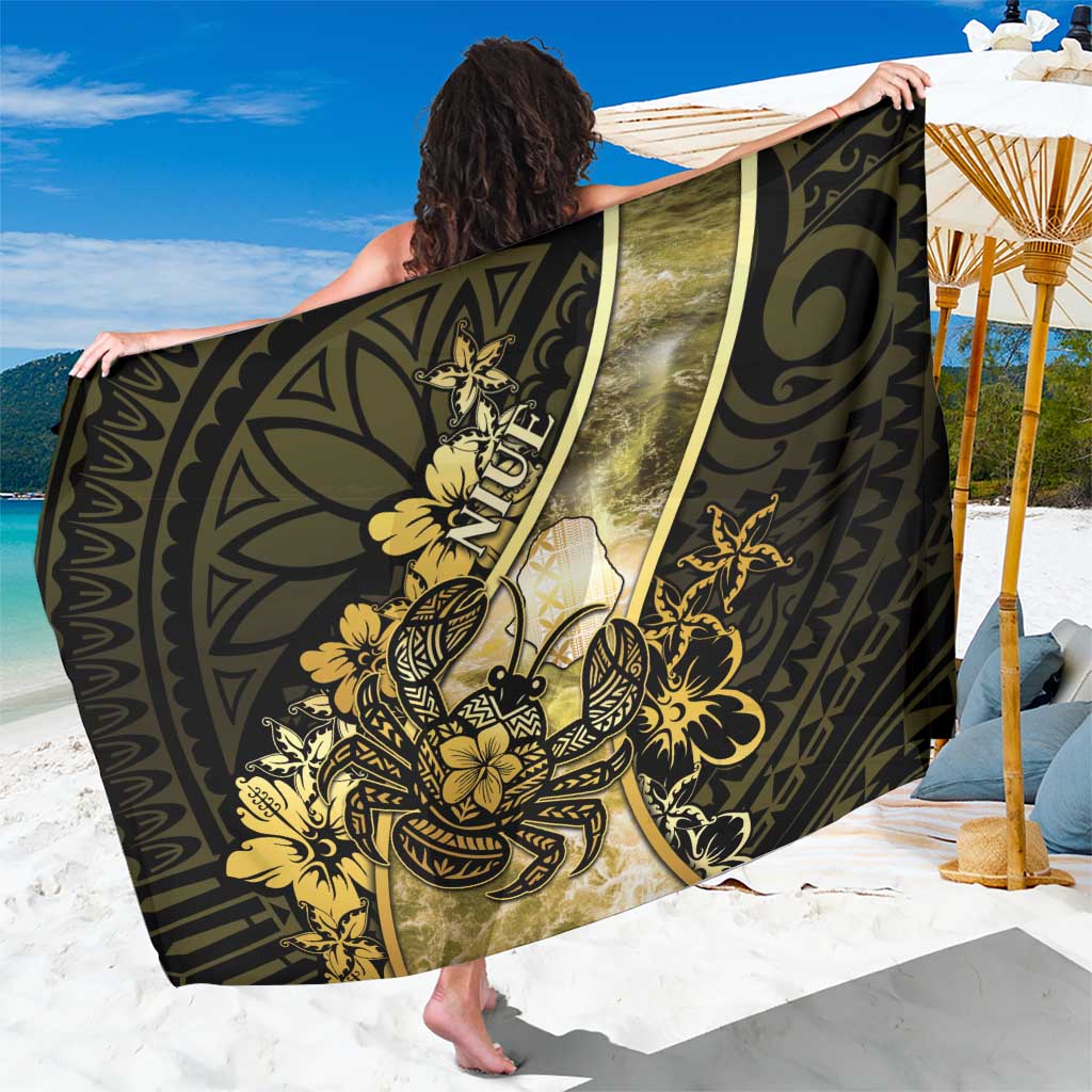 Niue Sarong Niuean Crab Waves Style DT05 One Size 44 x 66 inches Gold - Polynesian Pride