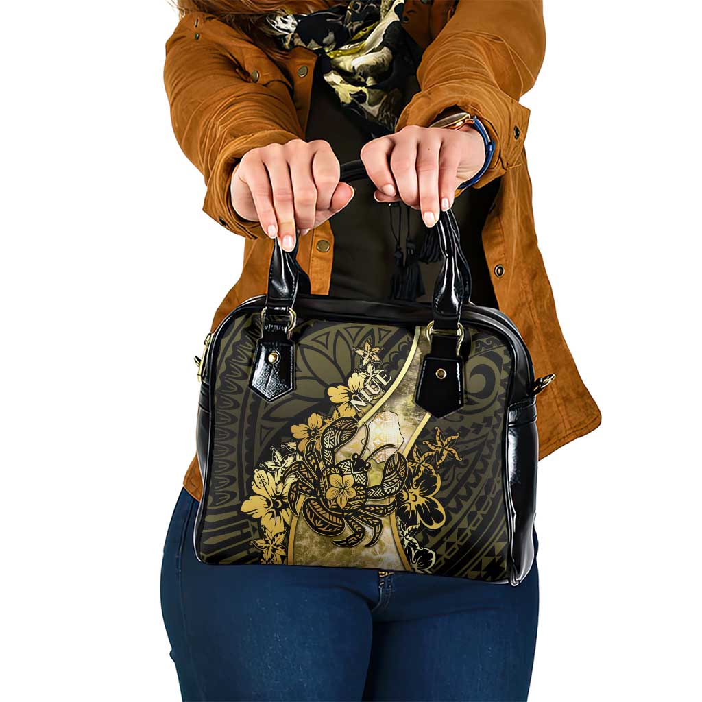 Niue Shoulder Handbag Niuean Crab Waves Style DT05 One Size Gold - Polynesian Pride