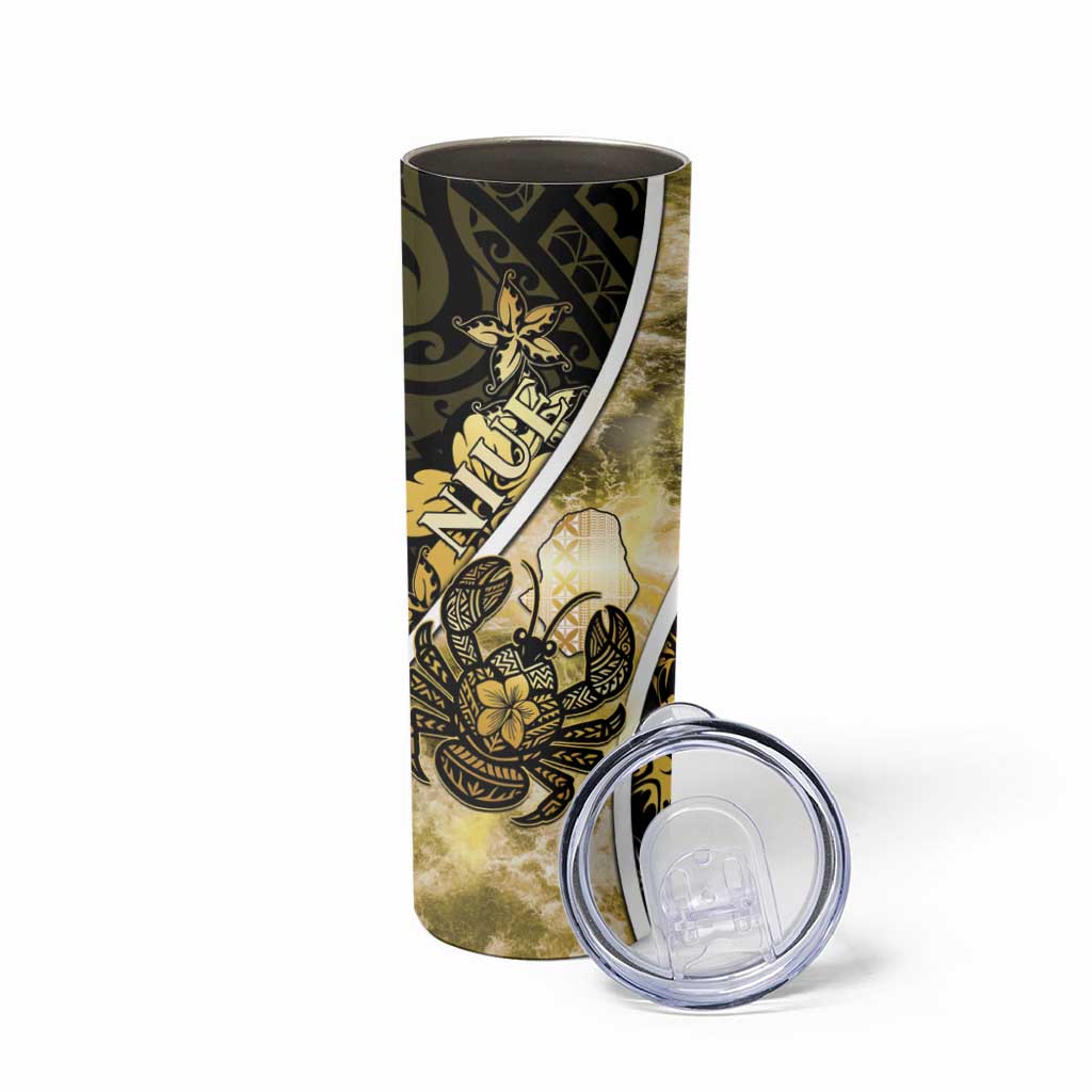 Personalised Niue Skinny Tumbler Niuean Crab Waves Style