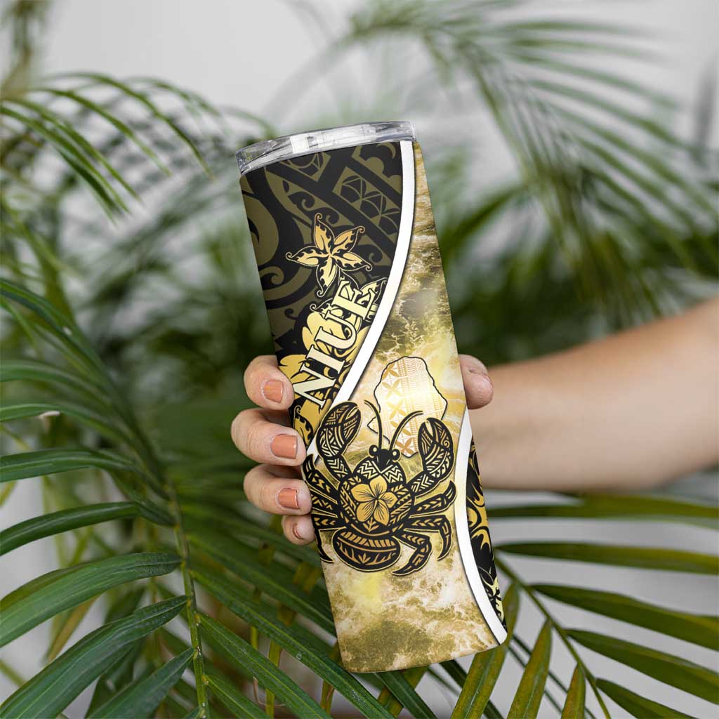 Personalised Niue Skinny Tumbler Niuean Crab Waves Style