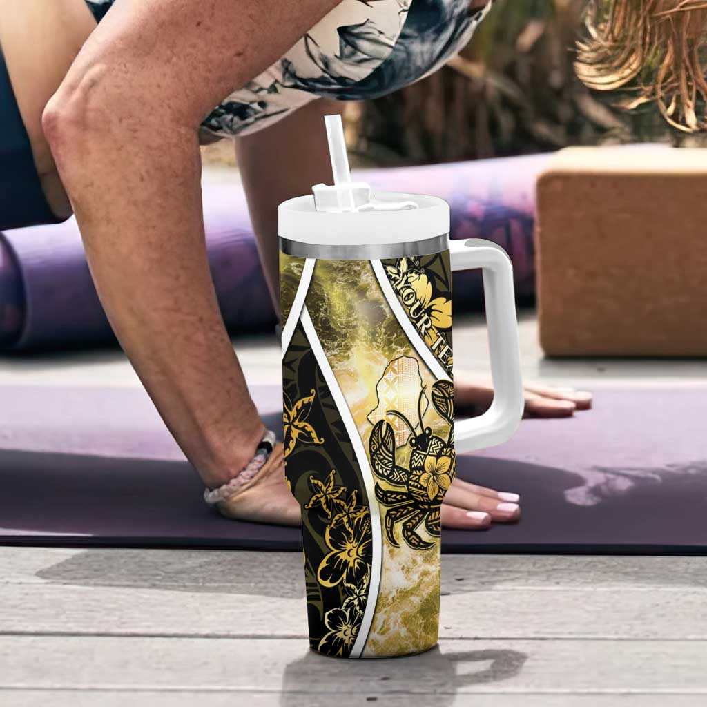 Personalised Niue Tumbler With Handle Niuean Crab Waves Style