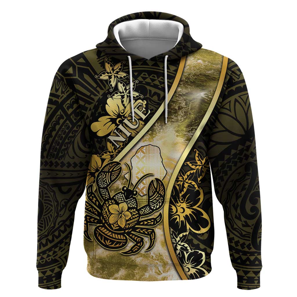 Personalised Niue Zip Hoodie Niuean Crab Waves Style