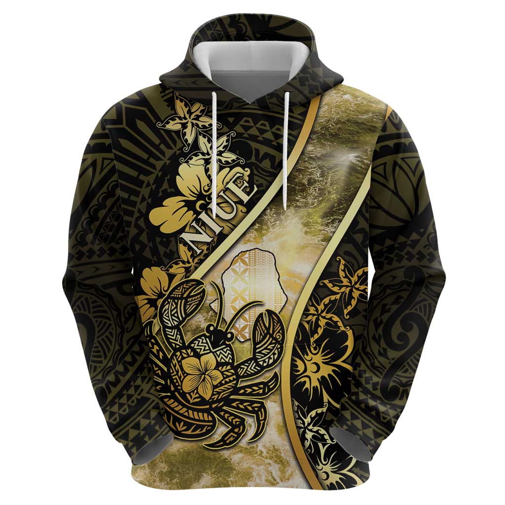 Personalised Niue Zip Hoodie Niuean Crab Waves Style