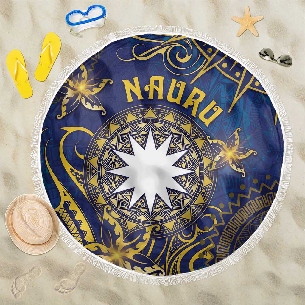 Nauru Beach Blanket Hibiscus Polynesian Tribal Pattern DT05 One Size 150cm Navy - Polynesian Pride