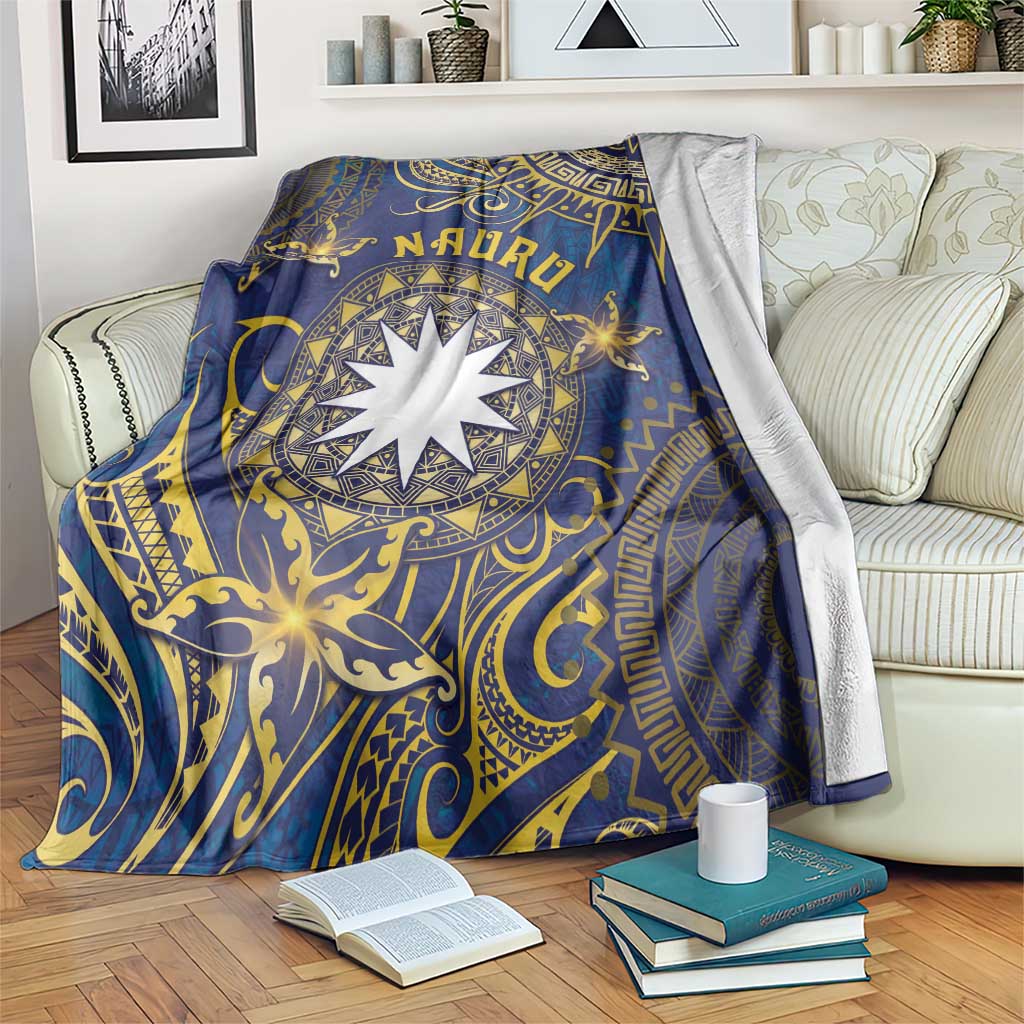 Nauru Blanket Hibiscus Polynesian Tribal Pattern DT05 Navy - Polynesian Pride