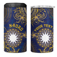 Personalised Nauru 4 in 1 Can Cooler Tumbler Hibiscus Polynesian Tribal Pattern