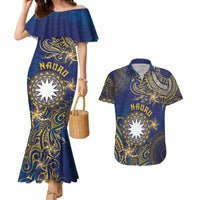 Personalised Nauru Couples Matching Mermaid Dress and Hawaiian Shirt Hibiscus Polynesian Tribal Pattern