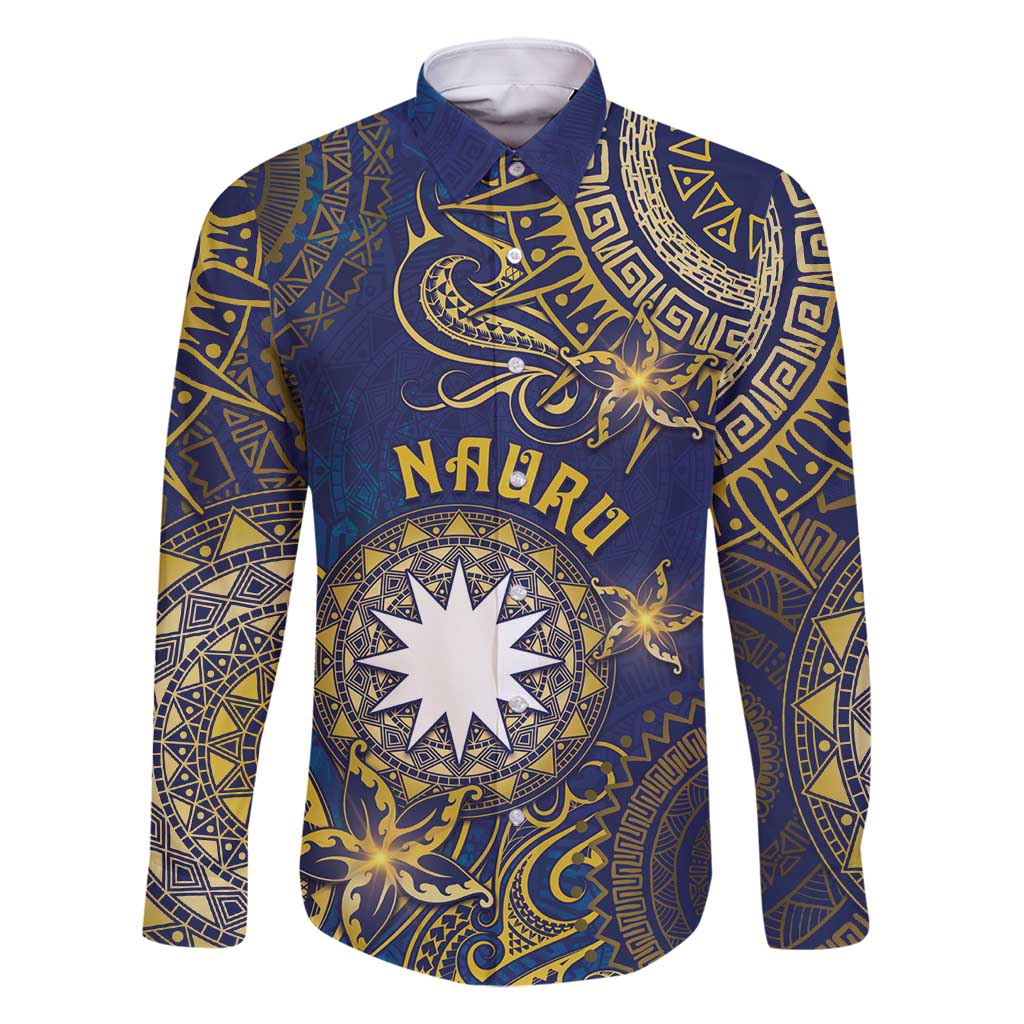 Personalised Nauru Family Matching Long Sleeve Bodycon Dress and Hawaiian Shirt Hibiscus Polynesian Tribal Pattern