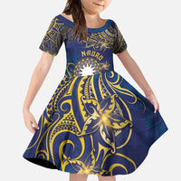 Personalised Nauru Family Matching Off Shoulder Maxi Dress and Hawaiian Shirt Hibiscus Polynesian Tribal Pattern