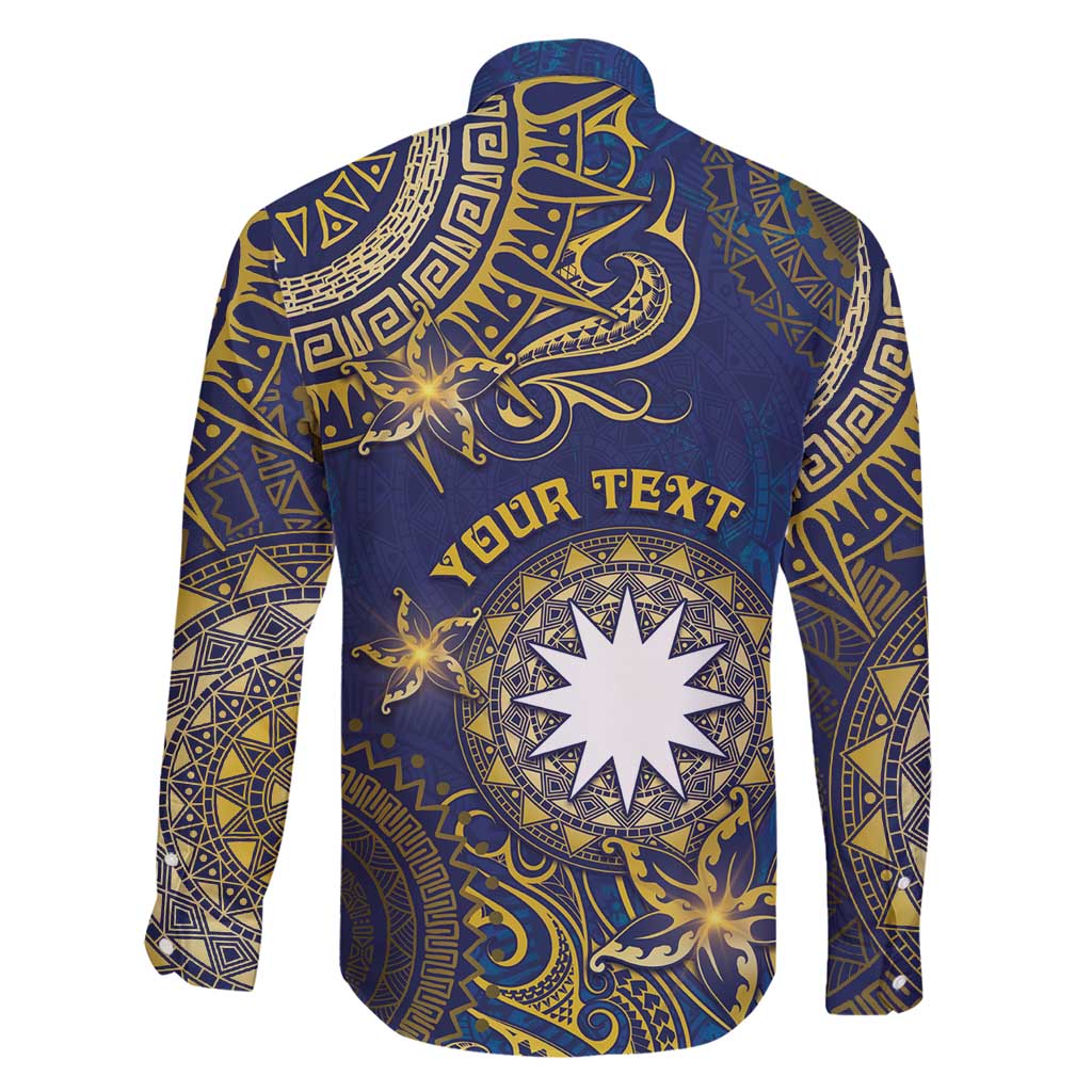 Personalised Nauru Family Matching Short Sleeve Bodycon Dress and Hawaiian Shirt Hibiscus Polynesian Tribal Pattern