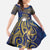 Personalised Nauru Kid Short Sleeve Dress Hibiscus Polynesian Tribal Pattern