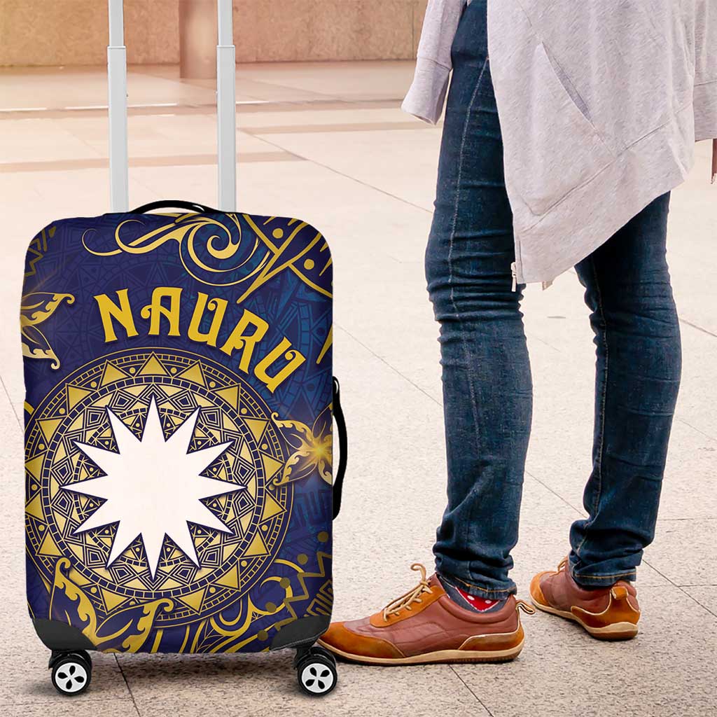 Nauru Luggage Cover Hibiscus Polynesian Tribal Pattern DT05 Navy - Polynesian Pride