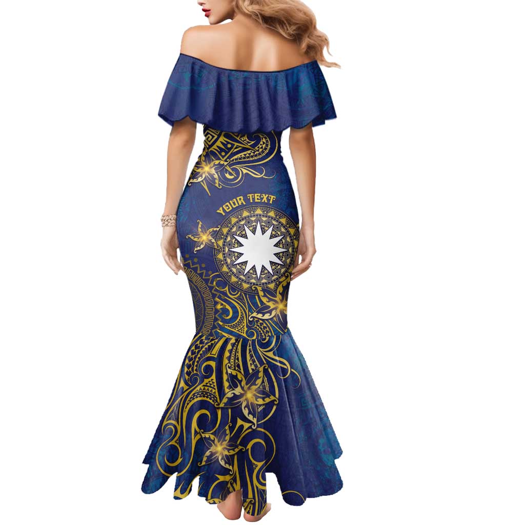 Personalised Nauru Mermaid Dress Hibiscus Polynesian Tribal Pattern