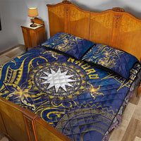 Nauru Quilt Bed Set Hibiscus Polynesian Tribal Pattern
