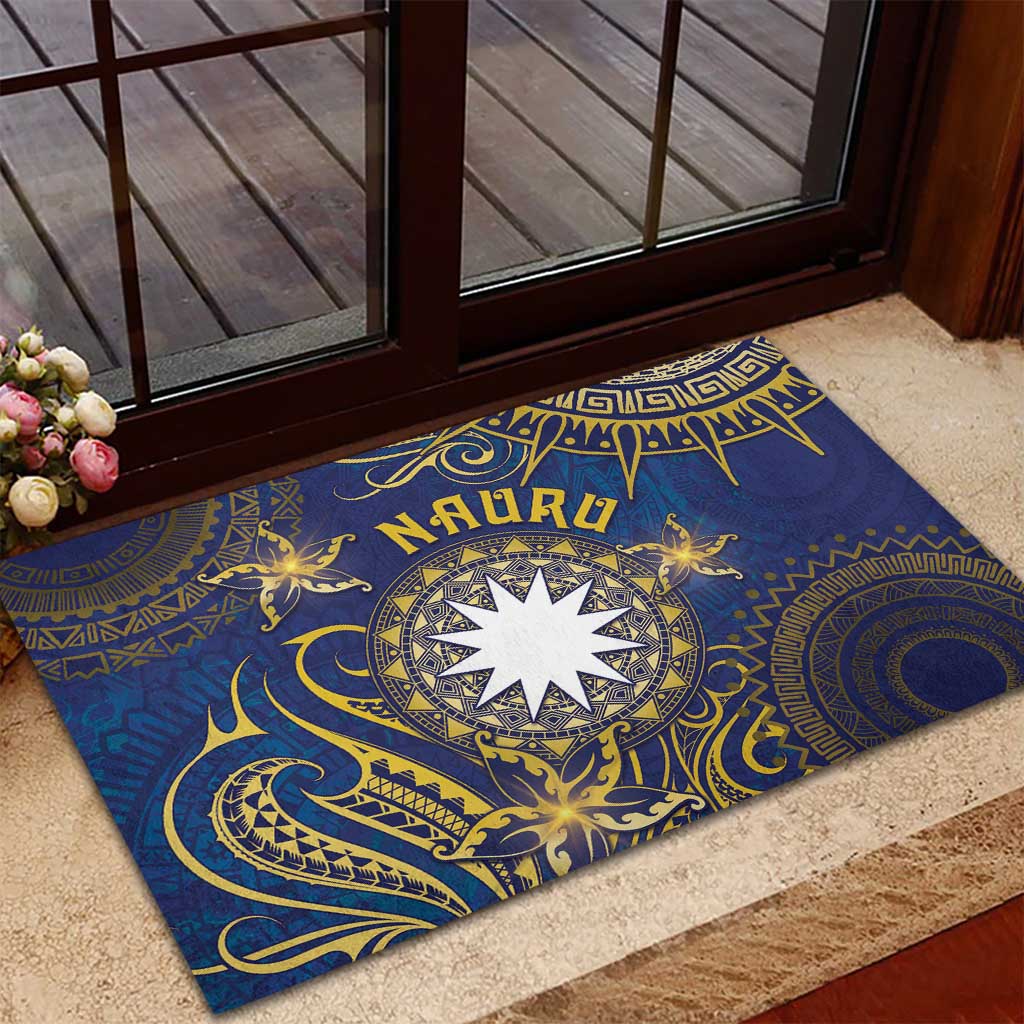 Nauru Rubber Doormat Hibiscus Polynesian Tribal Pattern