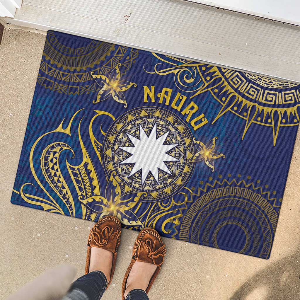 Nauru Rubber Doormat Hibiscus Polynesian Tribal Pattern